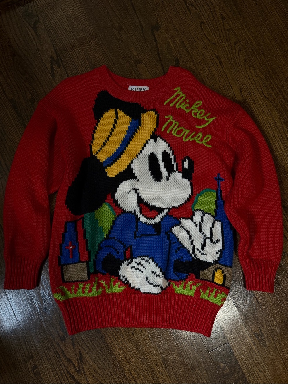 Vintage Disney Crewneck knitted Sweater with Mickey Mouse Graphic
